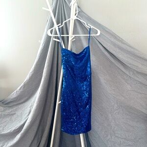Lucy in the Sky Size Small Short Blue Sequin Dress